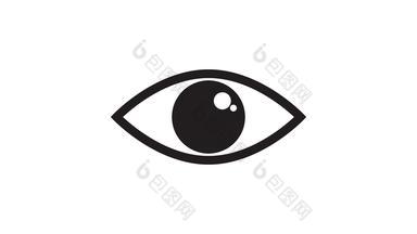 眼睛图标象征开放关闭眼睛闪烁的无缝的循环黑色的背景动画运动图形